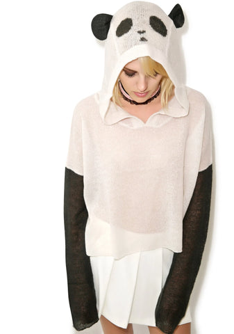 Panda Face Hooded Billy - Light Pink