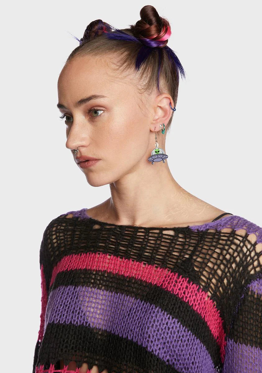 Ride My UFO Alien Earrings