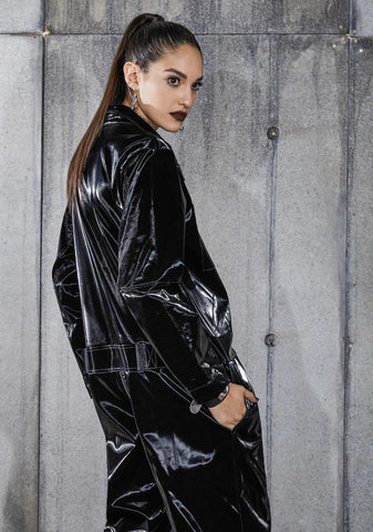 Snare Wet Look Zip-Up Utility Jumpsuit