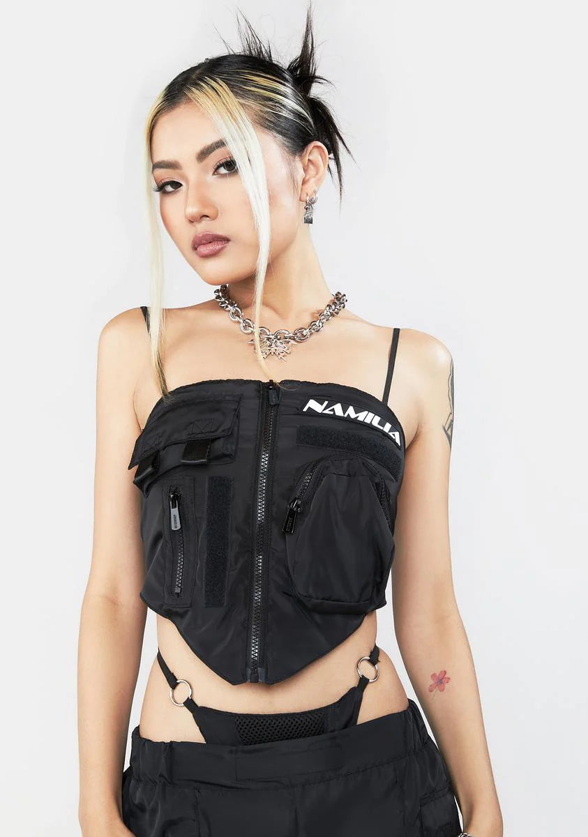 Black Nylon Tactical Bandana Top