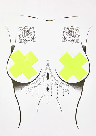 Lemon Fruitella Wet Vinyl Cross Pasties