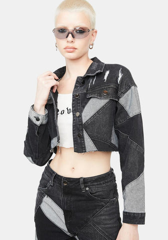 Slick Always Wonder Patchwork Denim Cropped Jacket