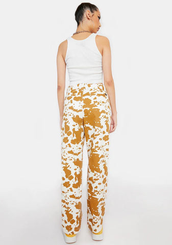 Cow Print Straggler Printed Pants