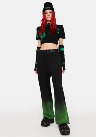 Dark Black Green Gradient Pants