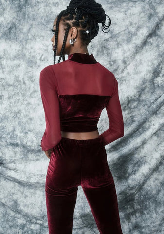 Swish And Flick Velvet Crop Top