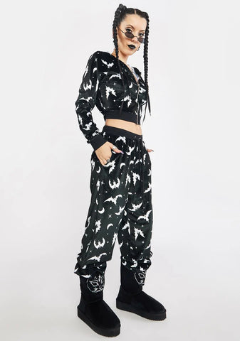 Bat Behavior Velvet Track Pants
