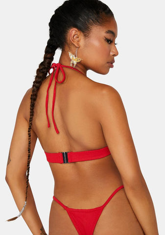 Red Cleo Cut Out Bikini Set
