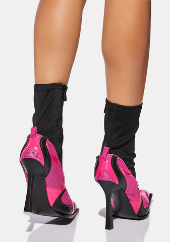 Pink Sneaker Heeled Boots