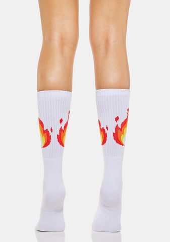 Pixel Flames Socks