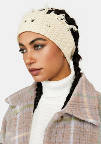 Atmosphere Beige Distressed Headband