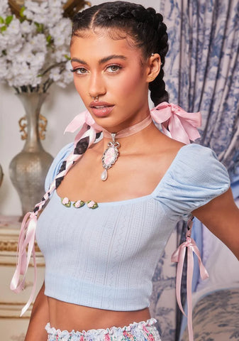 Sapphire Hear My Heartbeat Rosette Crop Top