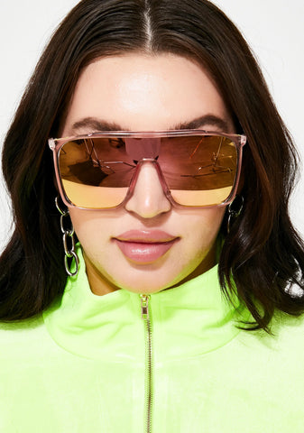 Sweet Futuristic Drip Mirrored Sunglasses