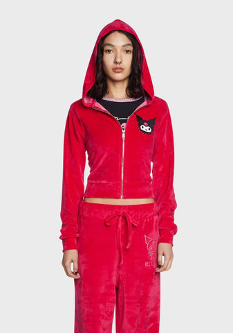 Kuromi Velour Hot Fix Hoodie