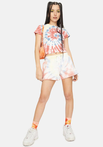 Apricot Swirl Tie Dye Lounge Shorts
