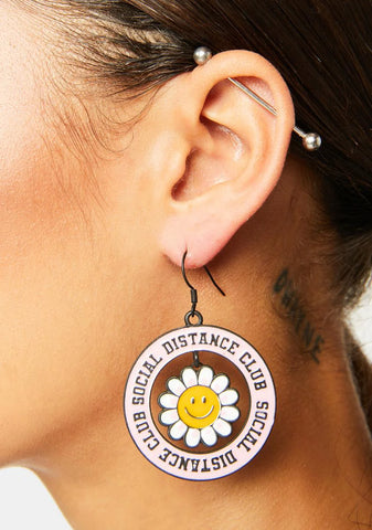 Social Distancing Flower Pin Earrings