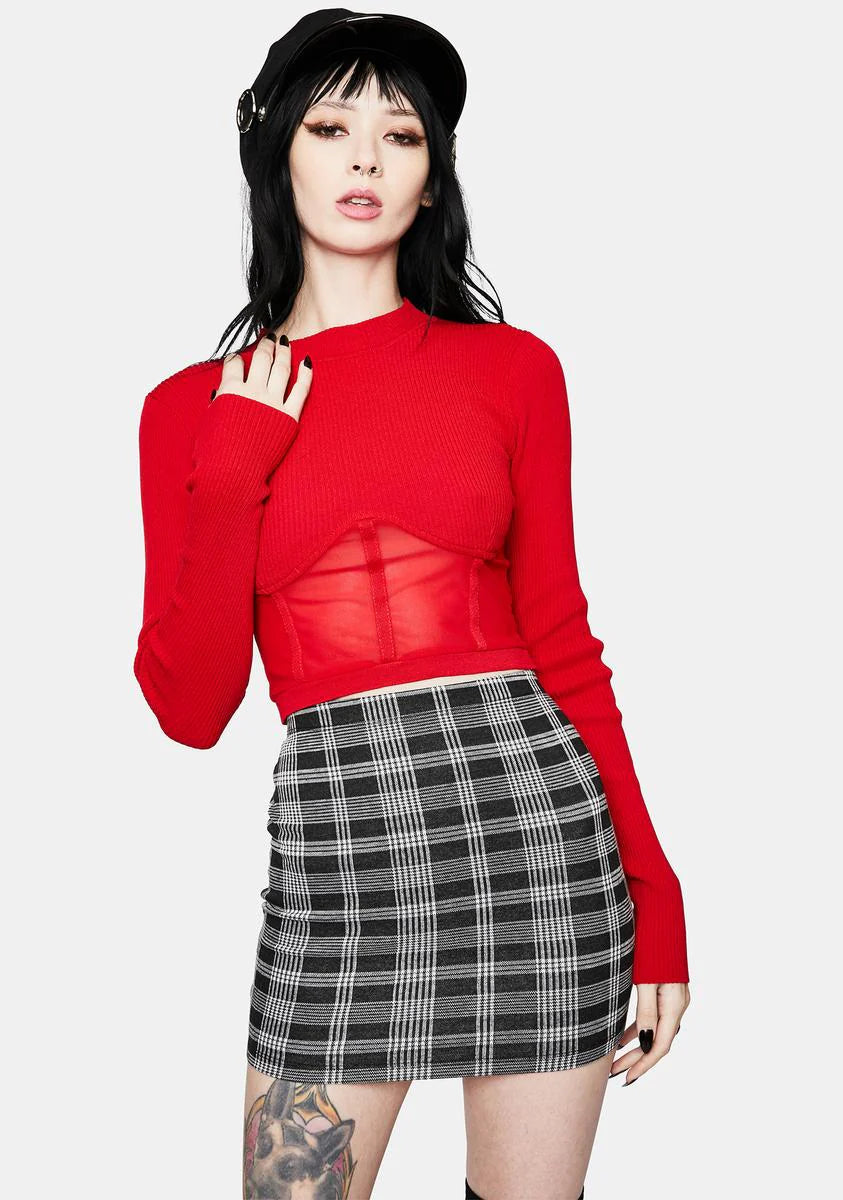 Scarlet High Fashion Mesh Underbust Top