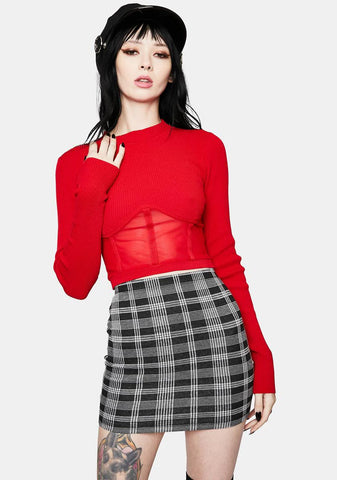 Scarlet High Fashion Mesh Underbust Top