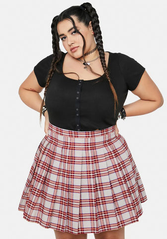 Plus Beige Miss Popular Pleated Skirt