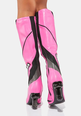 Pink Dick Heel Motocross Boots