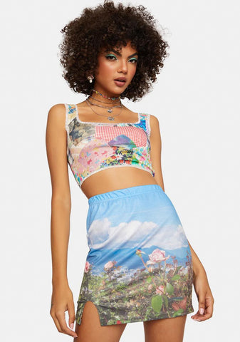 Split Side Scenic Mini Skirt