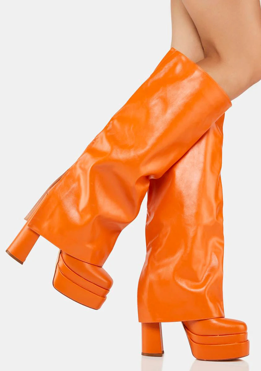 Orange Invisible Foldover Boots