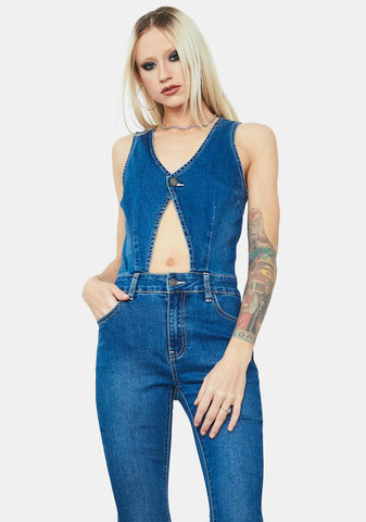 Destination Anywhere Denim Flare Jumpsuit