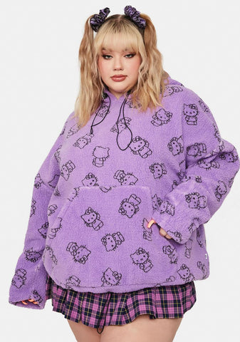 Purple Plus Hello Kitty Printed Fleece Hoodie