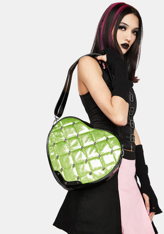 Studded Frank Quilted Heart Shoulder Bag