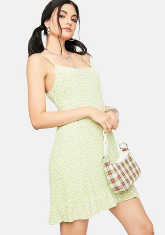 Lime Collect Call Floral Mini Dress