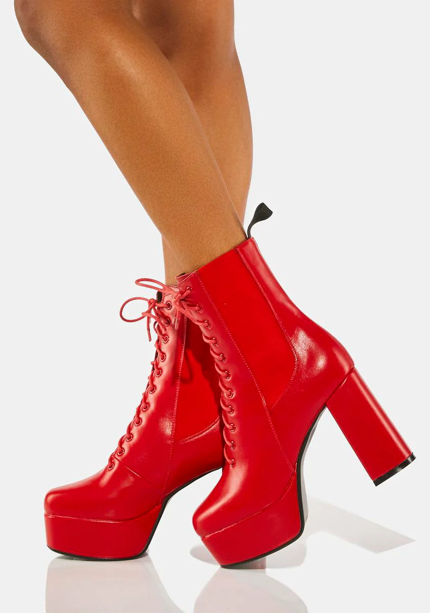 Red Picture Perfect Heeled Boots