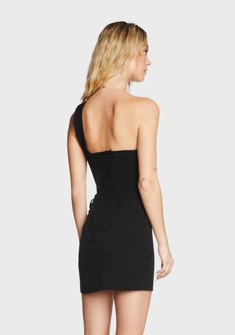One Shoulder Buckle Mini Dress