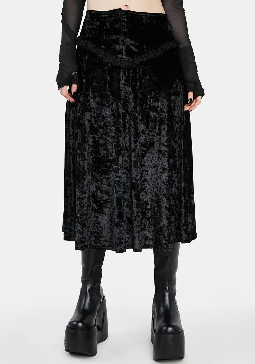 Darkest Romance Velvet Midi Skirt