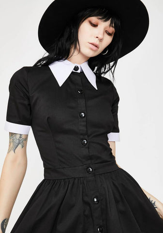 Wednesday Addams Short Sleeve Mini Dress