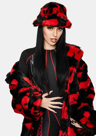 Dick Dollar Monogram Faux Fur Bucket Hat