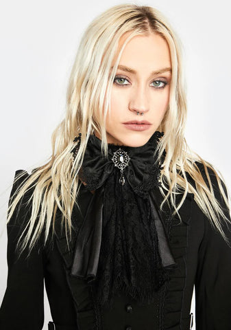 Black Lace Jeweled Bow Tie