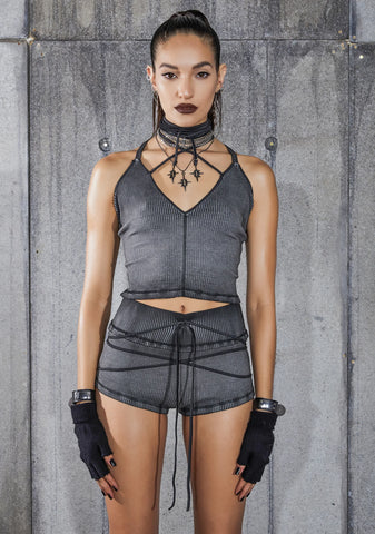 Snare Ribbed Tank With Logo Charm Wrap Straps