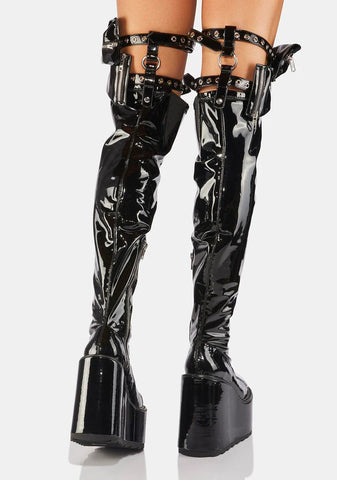 Patent Heathen Thigh High Boots