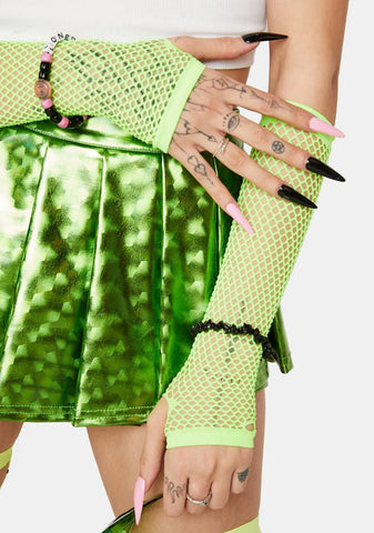 Neon Crave The Rave Fishnet Gloves