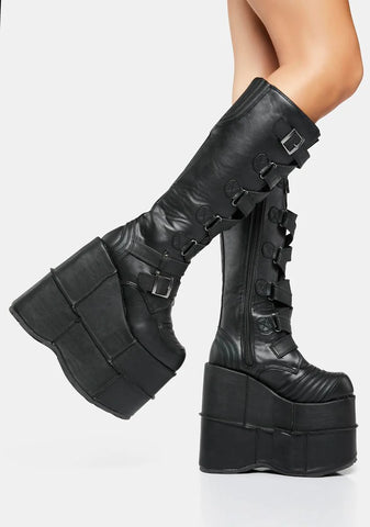 Stack-308 Knee High Platform Boots