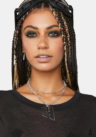 Compression Razor Blade Layered Necklace