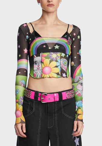 Happy Planet Mesh Top