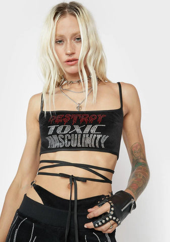Destroy Toxic Masculinity Velour Crop Top