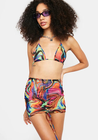 Trippy Hand On Heart Lace Skirt Set