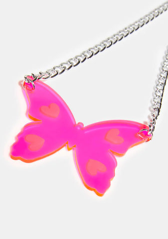 Neon Butterfly Necklace