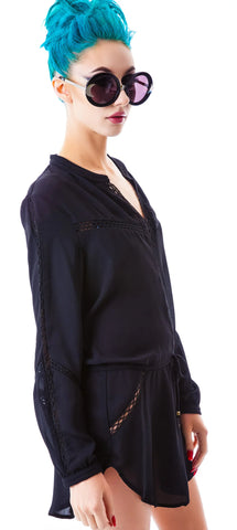 Heather Tunic Top - Black