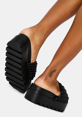 Ink Totally True Platform Woven Slides