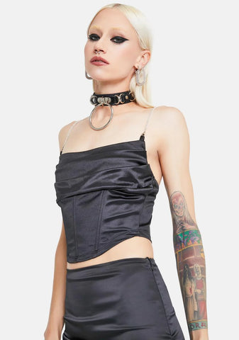Noir Better Be Satin Corset Crop Top