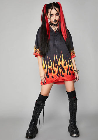 Hell And Back Oversized Button Up Shirt