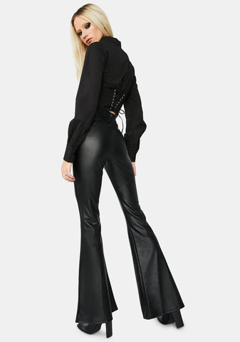 On The Rise Vegan Leather Flare Pants