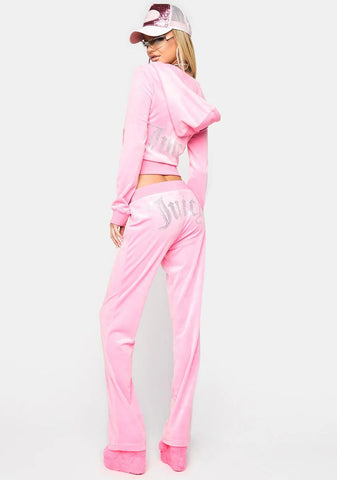 Pink OG Big Bling Velour Track Pants